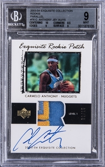 2003-04 UD "Exquisite Collection" RPP #76 Carmelo Anthony Signed Rookie Card (#02/15) – BGS MINT 9/BGS 9